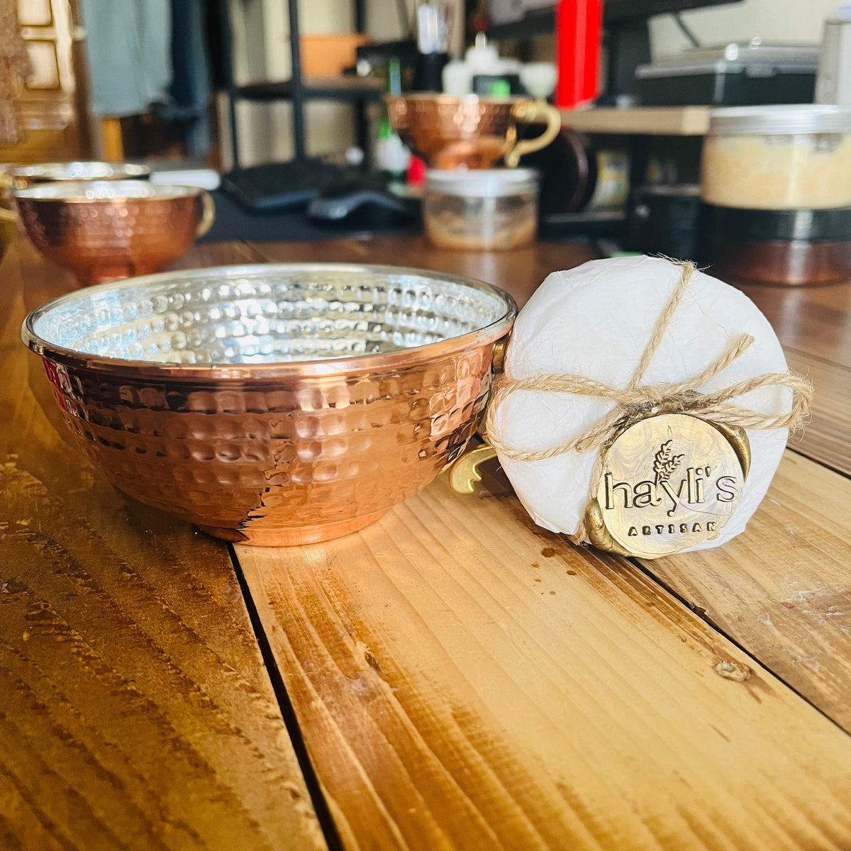 Copper Shaving Bowl with Arko or Artisan soap puck Hand-Hammered Lathering Bowl for Wet Shaving