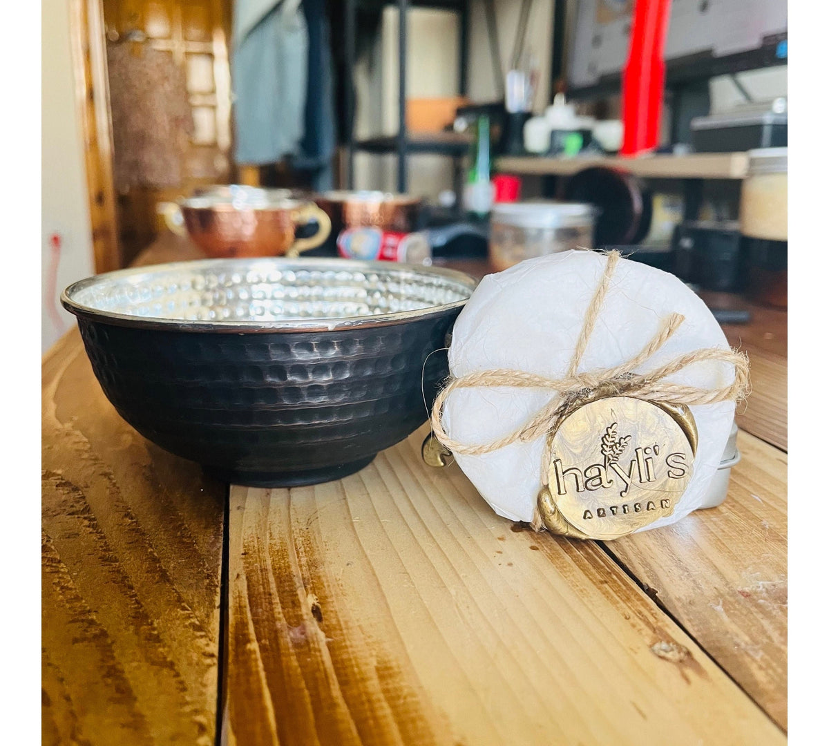 Hand-Hammered Copper Shaving Bowl - Classic and Oxidized-Arko or Refill Shaving Soap Included